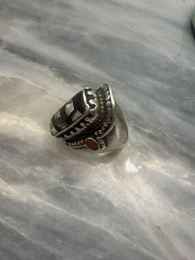 Sterling Silver Men's Statement Ring with Orange Stone